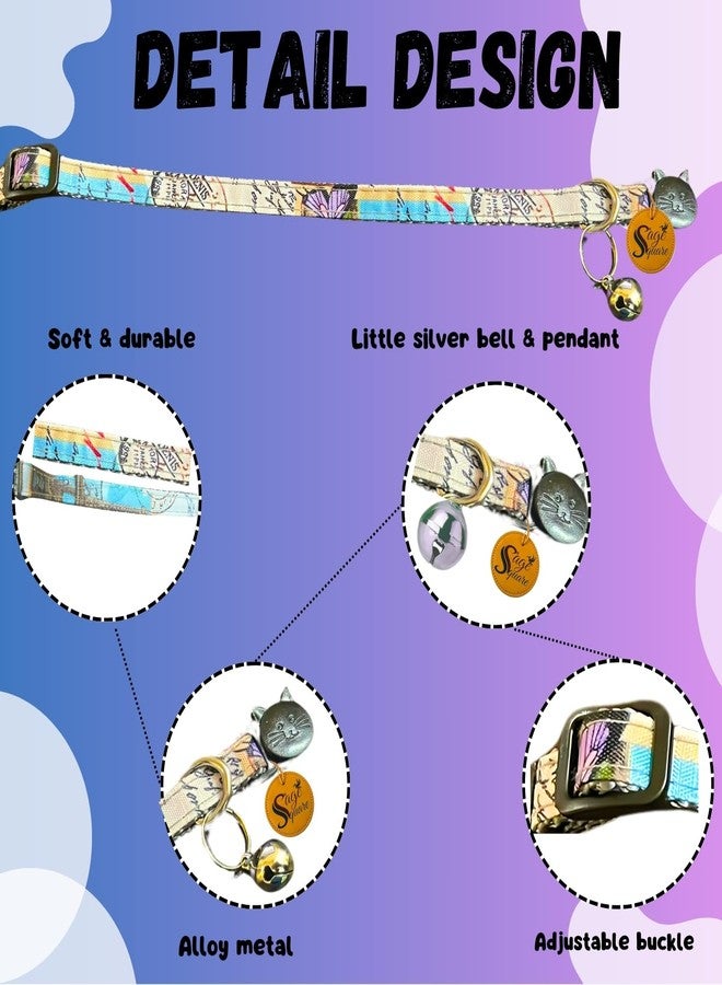 Sage Square Cat Face & Comfortable Cat Collar with Kitty Charm - Adjustable, Safe, Durable, Perfect for Kitten, Cat, Dog & Puppy, Quick-Release Buckle, Ideal for Training and Everyday Use - Image 4